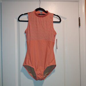 Coral Lace High Neck Dance Leotard
